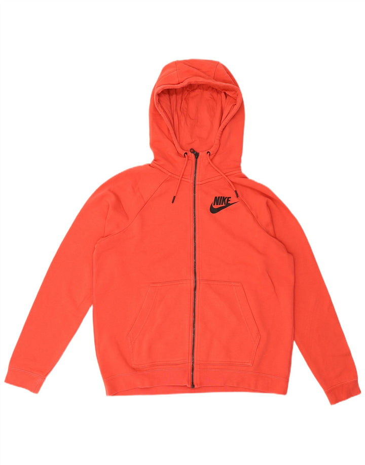 Nike Damen-Pullover mit übergroßem Reißverschluss und Kapuze, UK 14, mittelrote Baumwolle