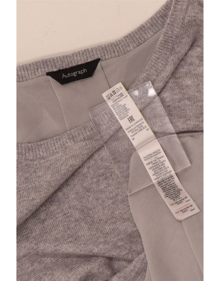 MARKS & SPENCER Damen Pullover mit U-Boot-Ausschnitt, UK 12, Mittelgrau