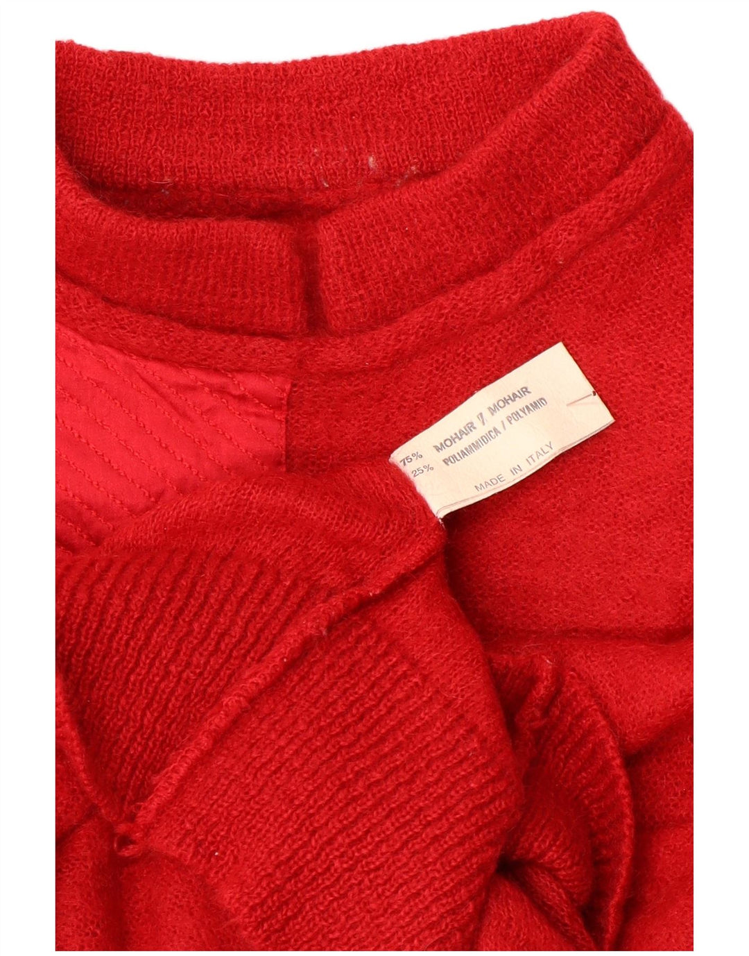 Vintage Damen Rollkragenpullover Pullover UK 12 Mittelrot Farbblock