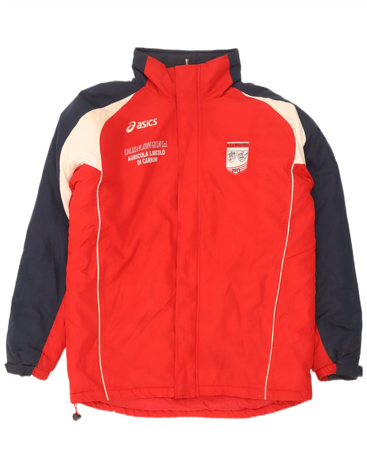 Asics Herren Graphic Windjacke UK 40 Large Rot Colourblock Polyester