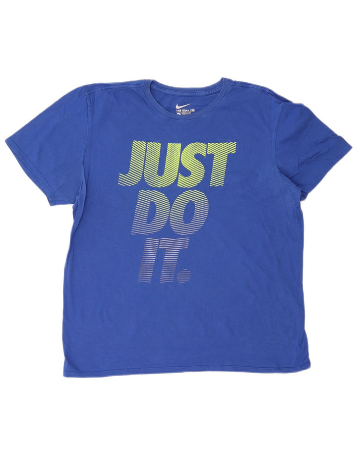 NIKE Herren-T-Shirt mit sportlichem Schnitt und Grafik, Größe L, Blau