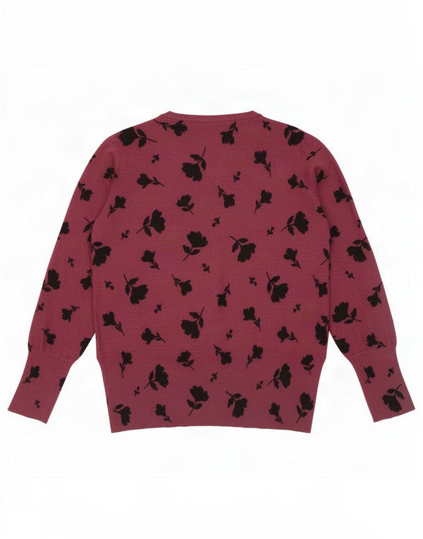 Marks & Spencer Damen-Pullover mit U-Boot-Ausschnitt, Gr. 42, Größe L, Rot, Blumenmuster