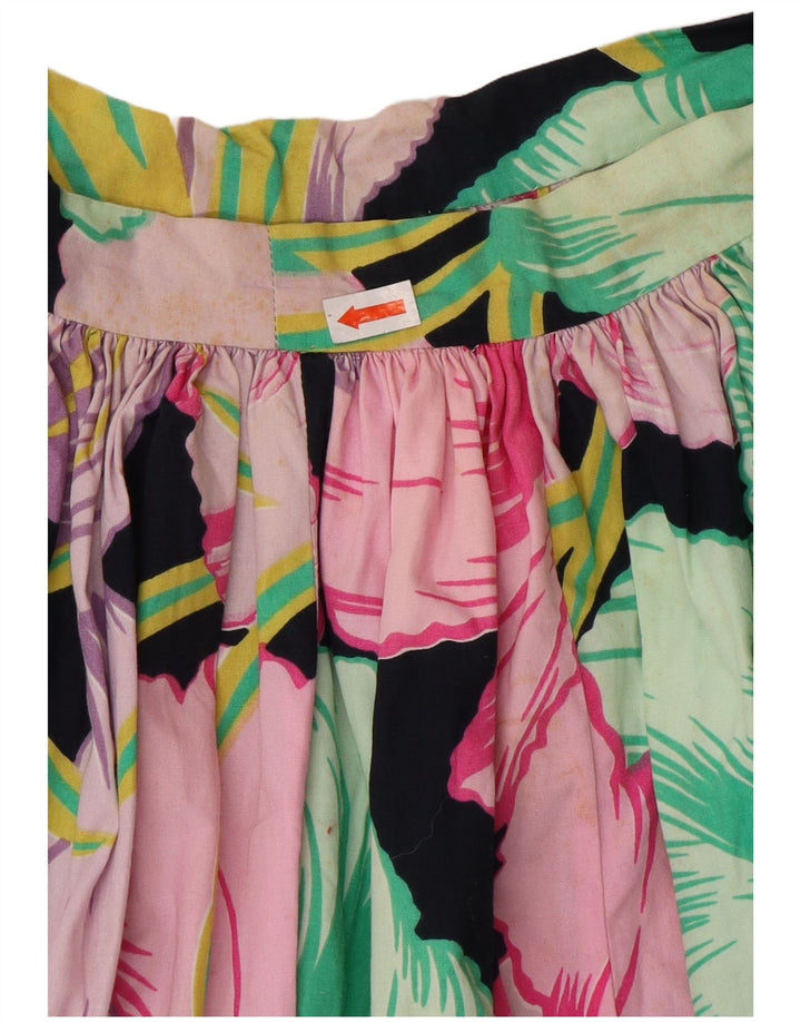 Vintage Damen High Waist Flared Rock W26 Kleines mehrfarbiges Blumenmuster