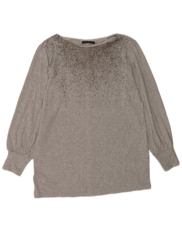 Marks & Spencer Damen-Blusenoberteil UK 14 Mittelgrau meliertes Polyester