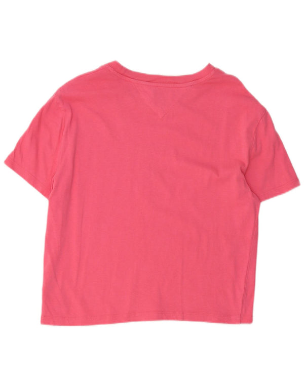 Tommy Hilfiger Damen Crop T-Shirt Top UK 10 Small Rosa Baumwolle