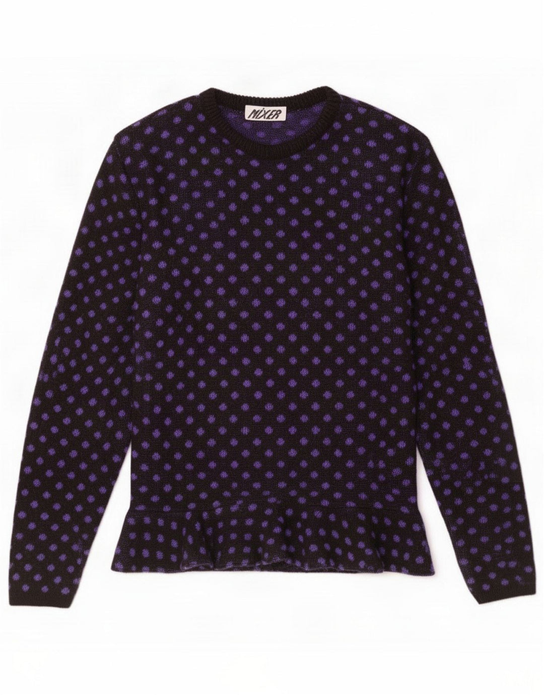 Vintage Womens Abstract Pattern Boat Neck Jumper Sweater UK 14 Medium Black
