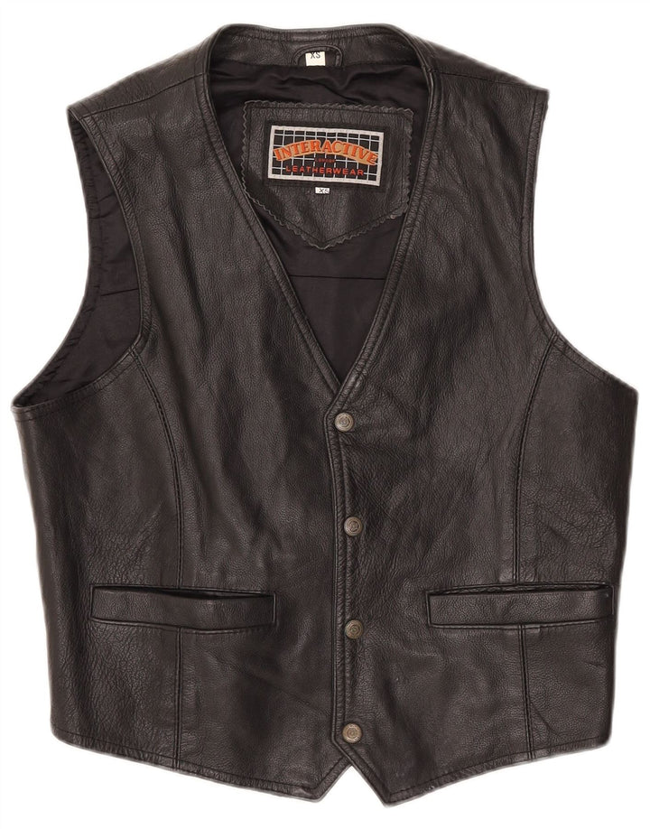 Vintage Herren Lederweste XS Schwarzes Leder