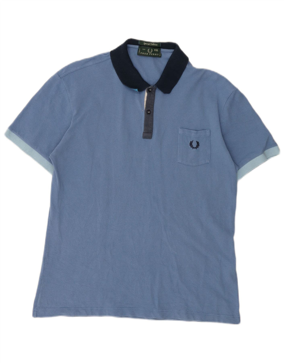 FRED PERRY Herren Poloshirt 2XL Blaue Baumwolle