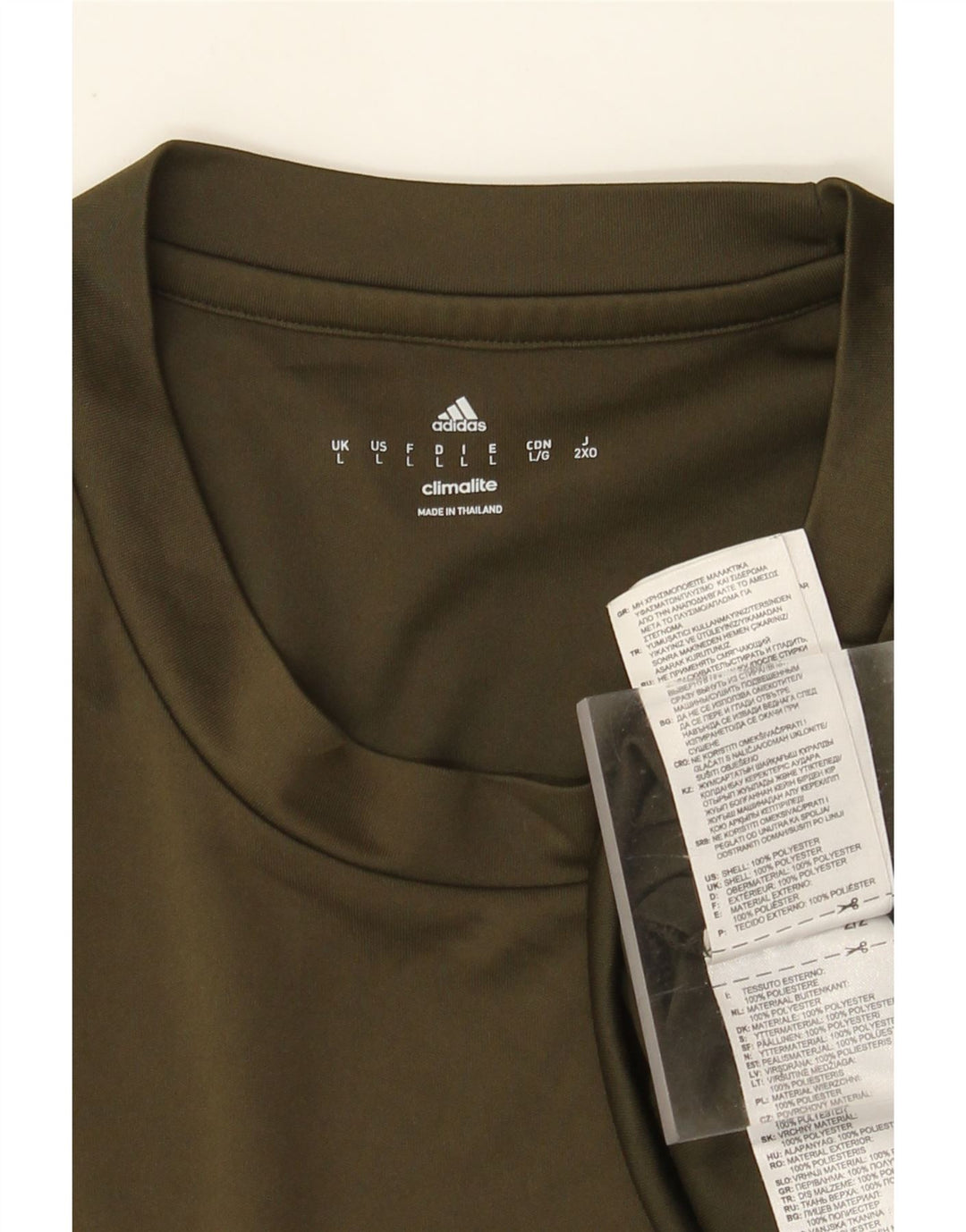 Adidas Herren Climalite T-Shirt Top Large Khaki Polyester