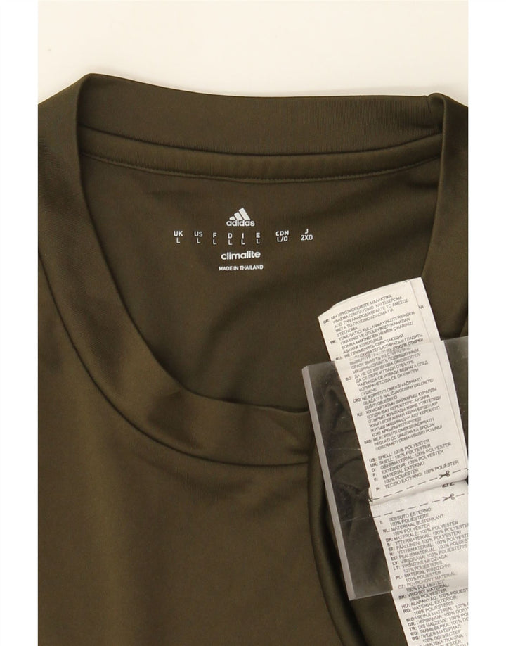 Adidas Herren Climalite T-Shirt Top Large Khaki Polyester