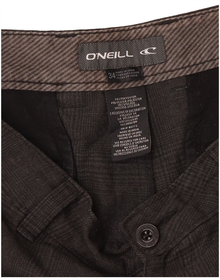 O'NEILL Herren-Chinoshorts W34, großes grau kariertes Polyester