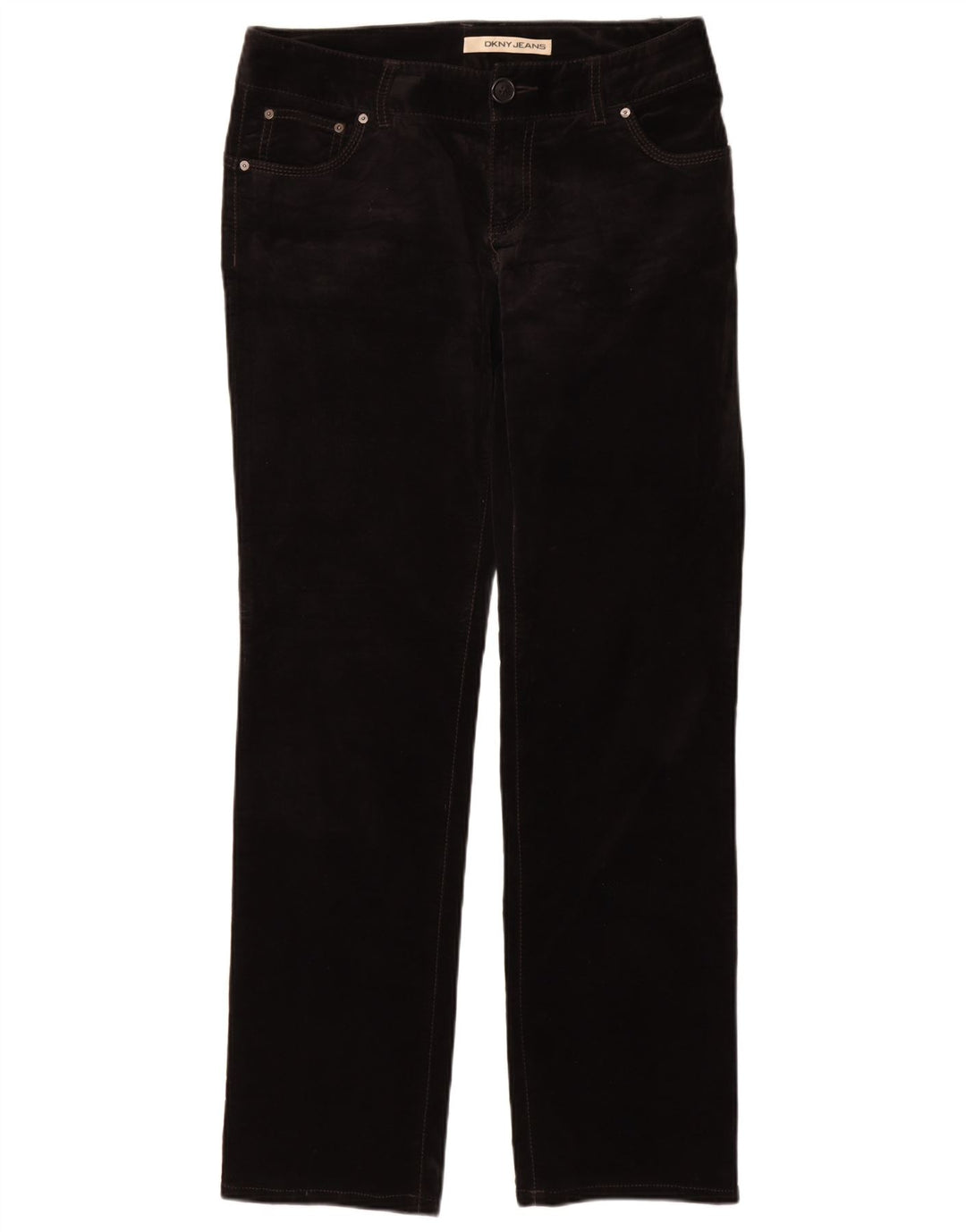 DKNY Damen Gerade Samt-Freizeithose US 8 Medium W30 L33 Schwarz