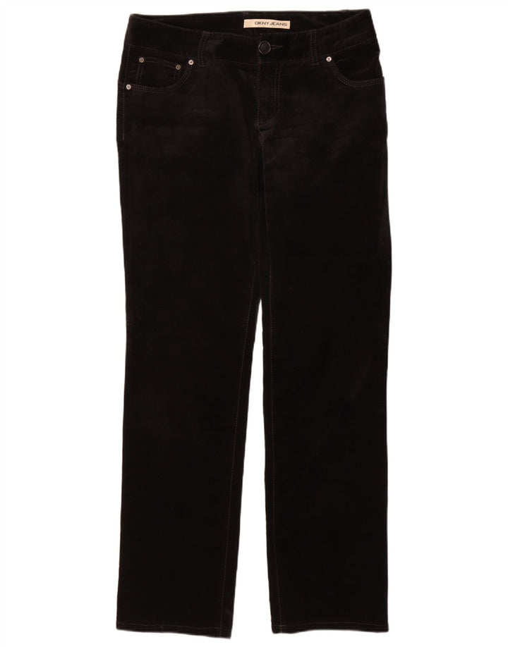 DKNY Damen Gerade Samt-Freizeithose US 8 Medium W30 L33 Schwarz