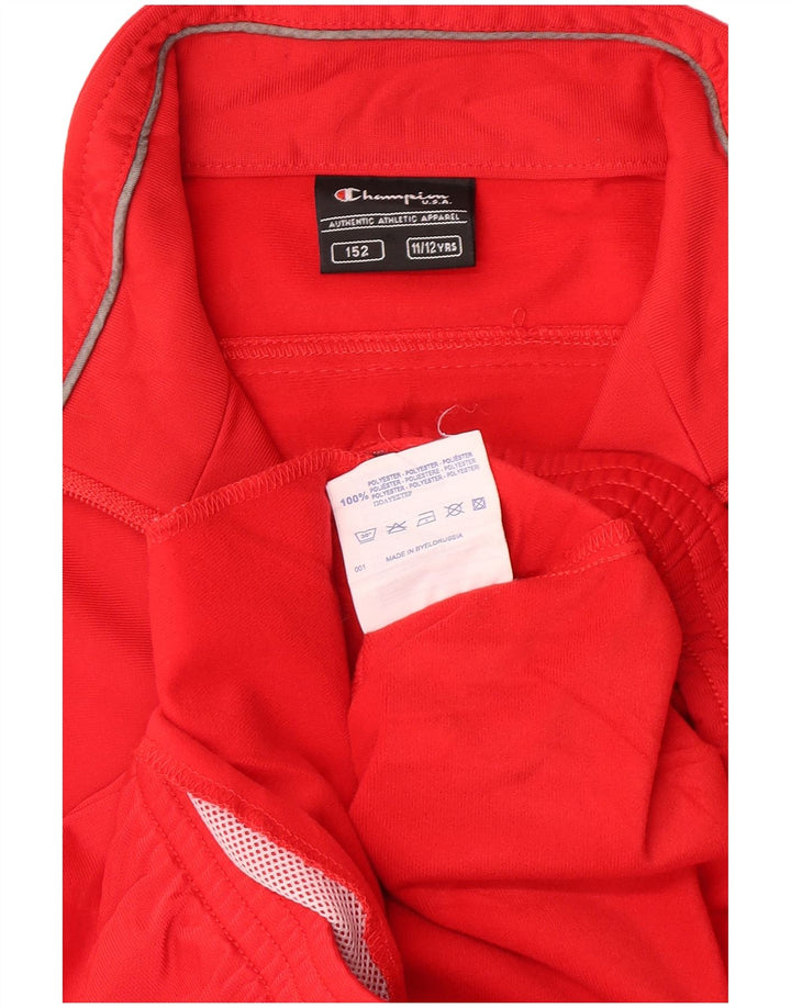 Champion Jungen-Trainingsanzugoberteil mit Grafik, 11–12 Jahre, rotes Polyester