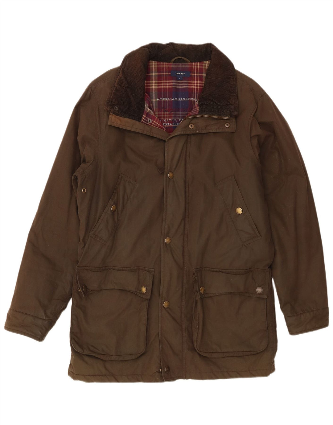 Gant Herrenjacke aus gewachster Baumwolle, Größe 40, Khaki