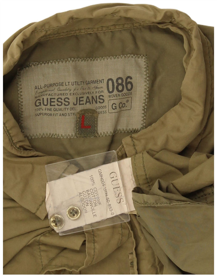 Guess Herren-Hemd, groß, Khaki, Baumwolle