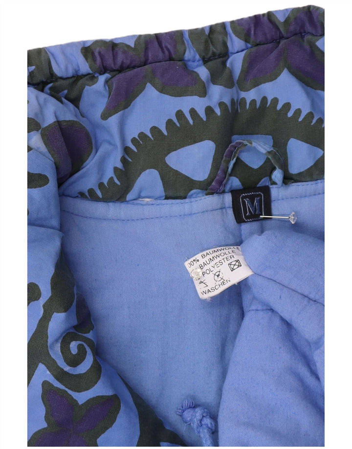 Vintage Herren Loose Fit Anorak Jacke UK 38 Mittelblaue geometrische Baumwolle