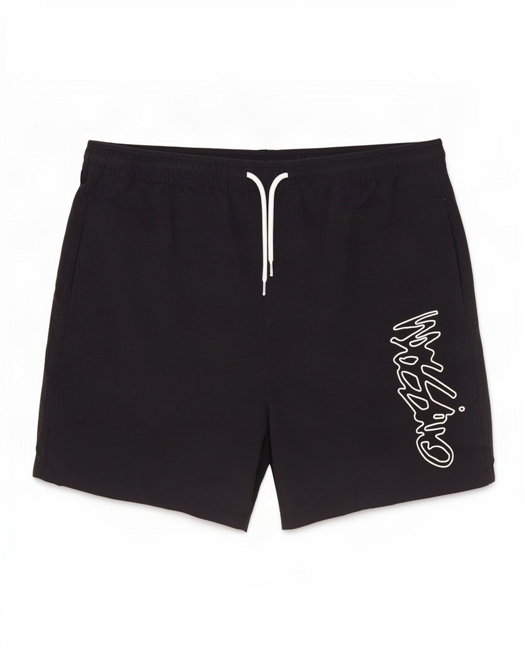 Mossimo Herren-Badeshorts mit Grafik, groß, aus schwarzem Nylon