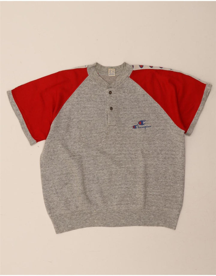 Champion Herren-Sweatshirt mit Grafik, kurzärmelig, klein, Grau, Farbblock