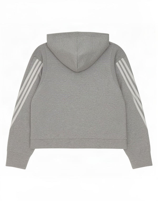 Adidas Damen Zip Hoodie Pullover UK 20/22 XL Graue Baumwolle