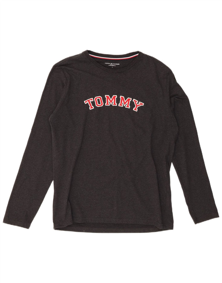 Tommy Hilfiger Herren-Grafik-Oberteil, langärmelig, groß, schwarze Baumwolle