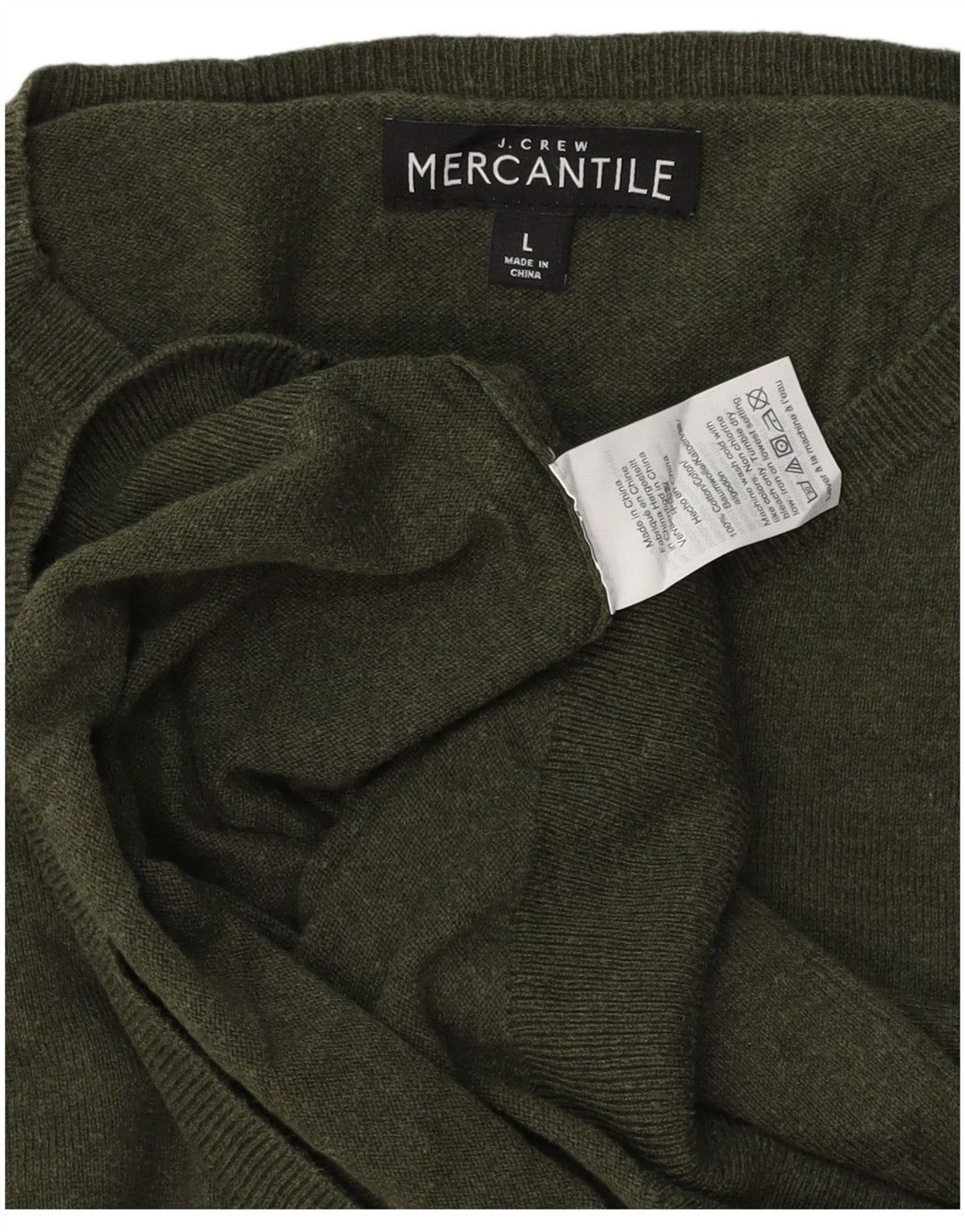 J. CREW Herren Mercantile Pullover mit Rundhalsausschnitt, groß, Khaki, Baumwolle