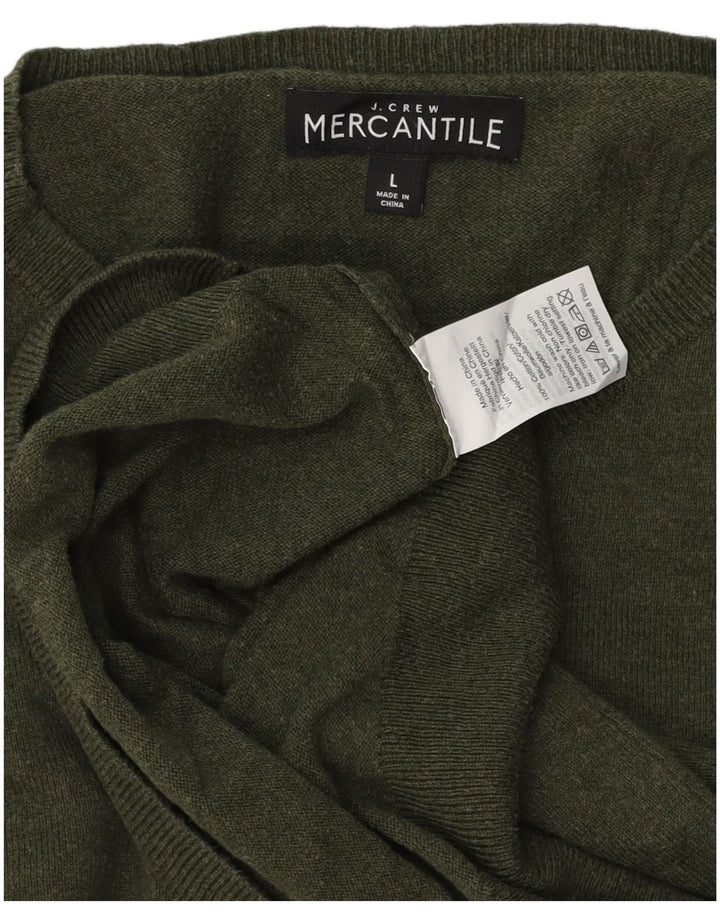 J. CREW Herren Mercantile Pullover mit Rundhalsausschnitt, groß, Khaki, Baumwolle