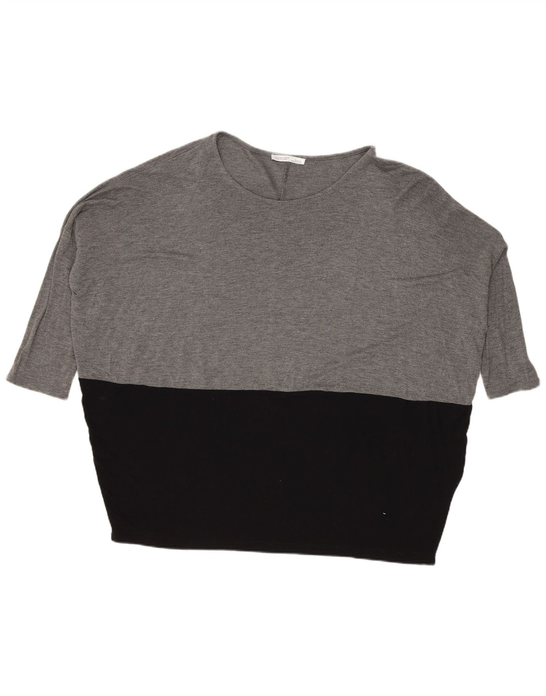 Zara Damen-Oversize-Top mit 3/4-Ärmeln, UK-Größe 14, Mittelgrau, Farbblock