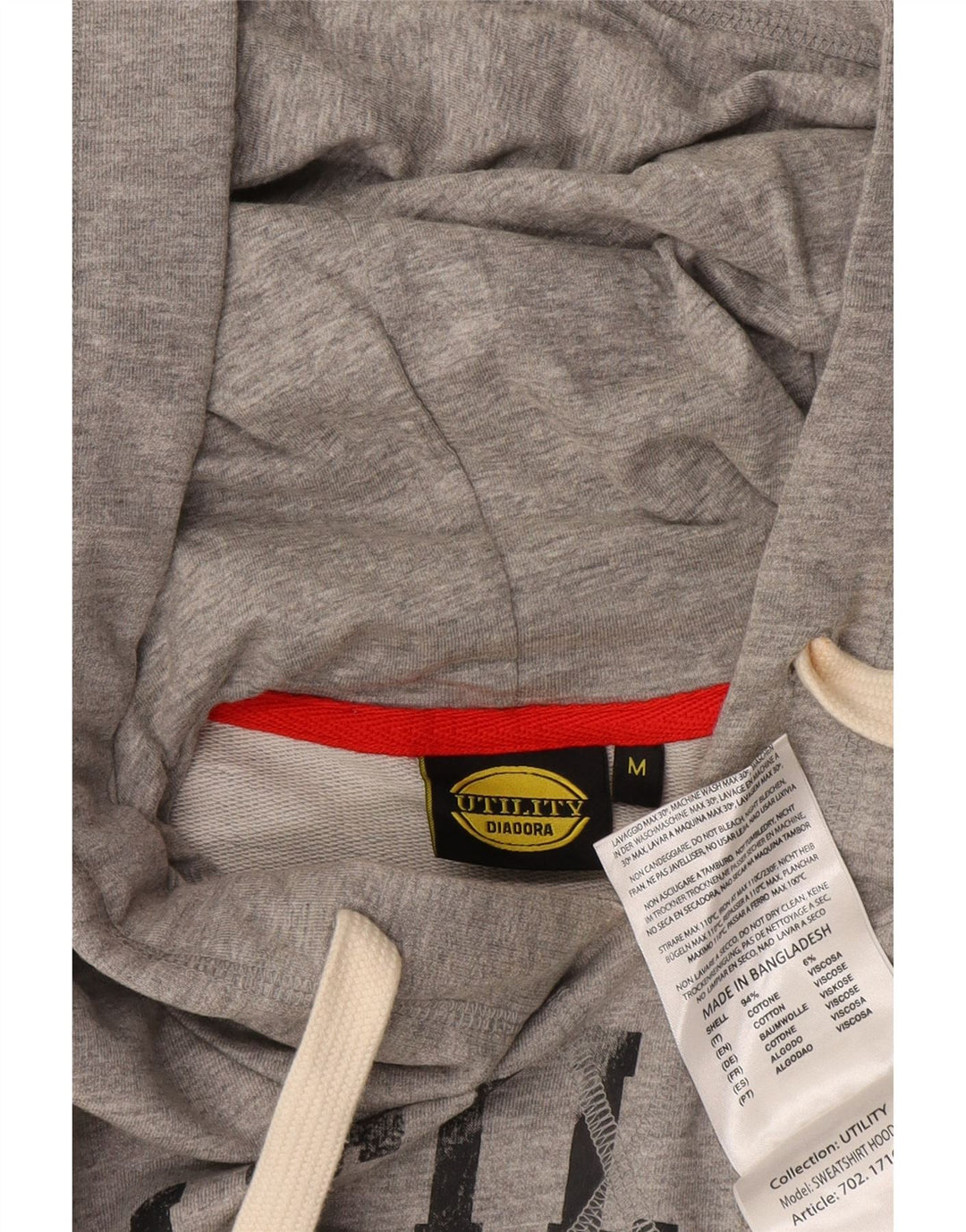 Diadora Herren-Kapuzenpullover mit Grafik, mittelgraue Baumwolle