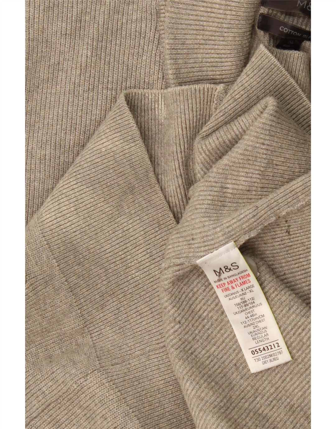 MARKS & SPENCER Herren-Cardigan-Pullover UK 44/46 XL Graues Polyester