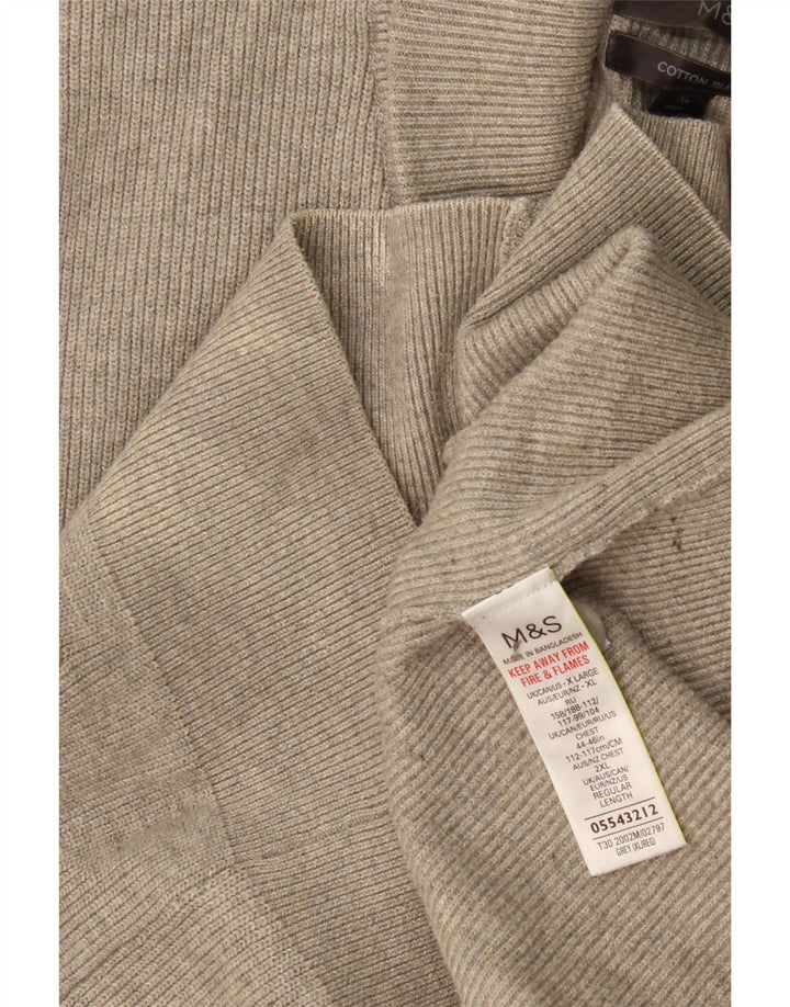MARKS & SPENCER Herren-Cardigan-Pullover UK 44/46 XL Graues Polyester