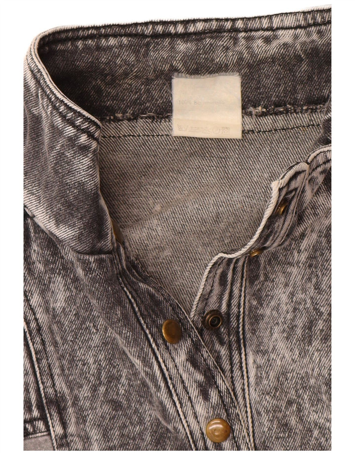 VINTAGE Damen Pullover Jeansjacke UK 20 2XL Graue Baumwolle