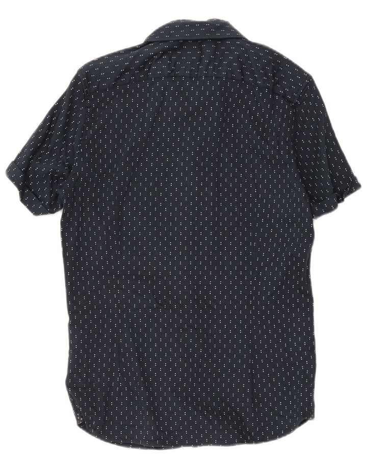 Ted Baker Herren-Kurzarmhemd, Größe 3, mittelgroß, marineblau, geometrische Baumwolle