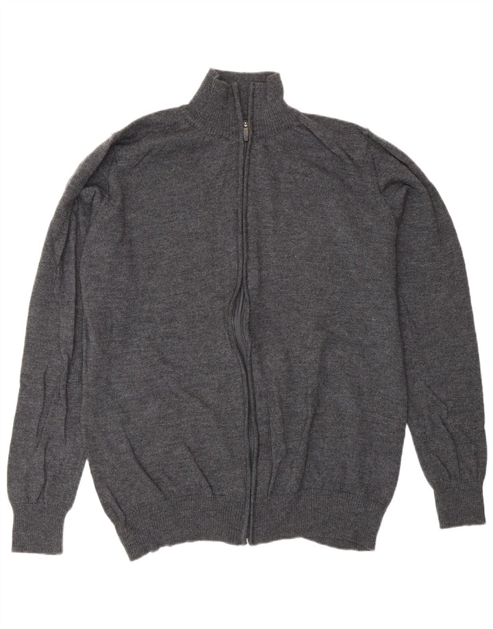 Zara Herren-Cardigan-Pullover XL aus grauer Wolle