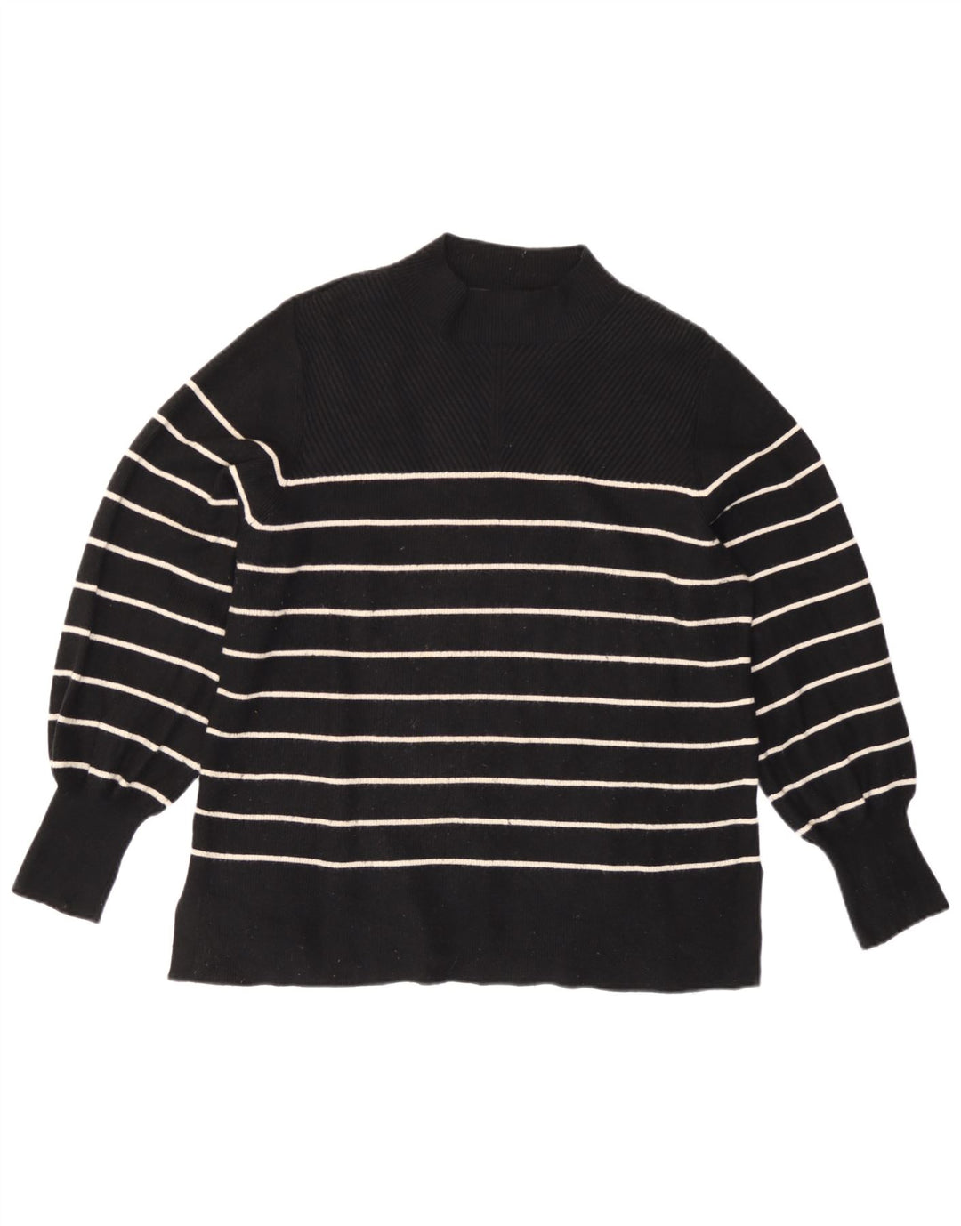 Marks & Spencer Rollkragenpullover für Damen, Gr. 40, Größe L, Schwarz, gestreift