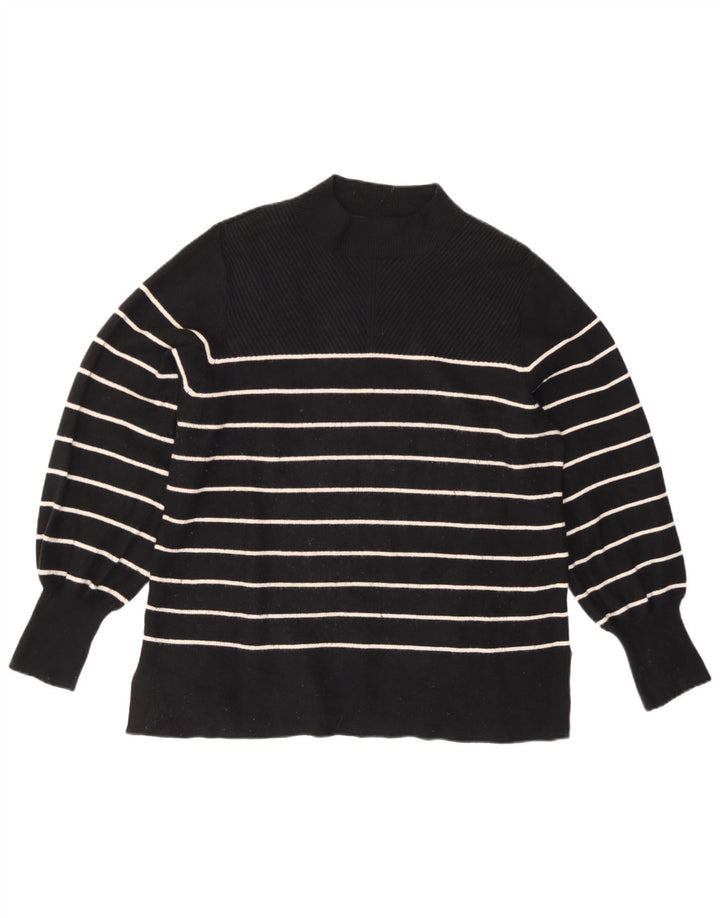 Marks & Spencer Rollkragenpullover für Damen, Gr. 40, Größe L, Schwarz, gestreift