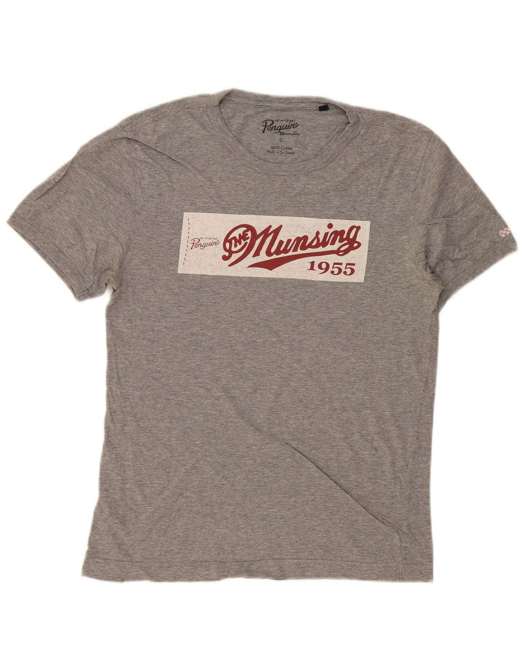 PENGUIN Herren-T-Shirt mit Grafik, Größe S, Grau, Baumwolle