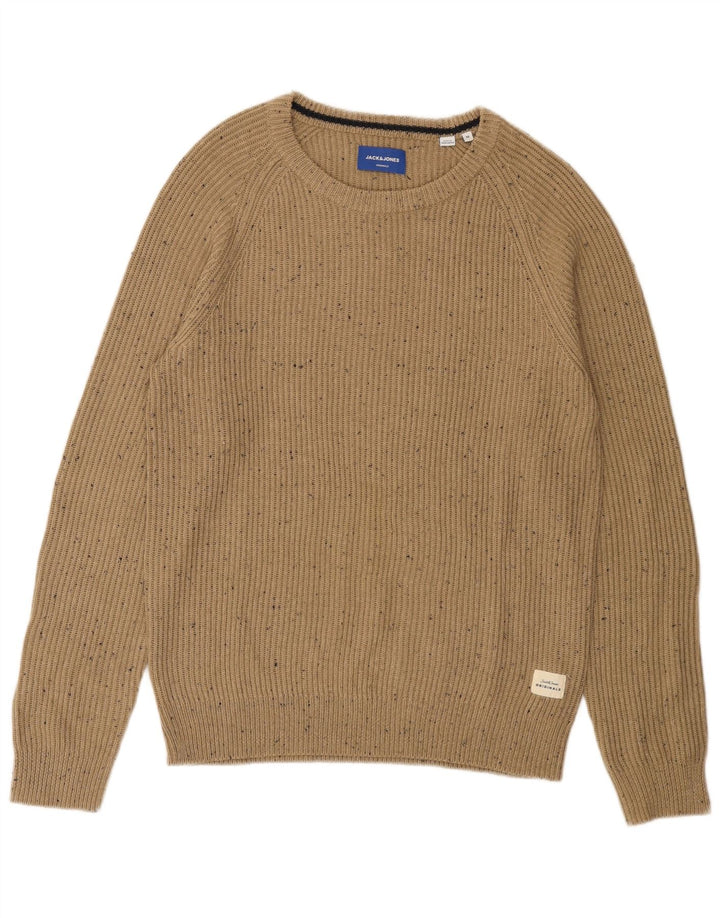 Jack & Jones Herren-Pullover mit U-Boot-Ausschnitt, mittelbeigefarbenes Acryl