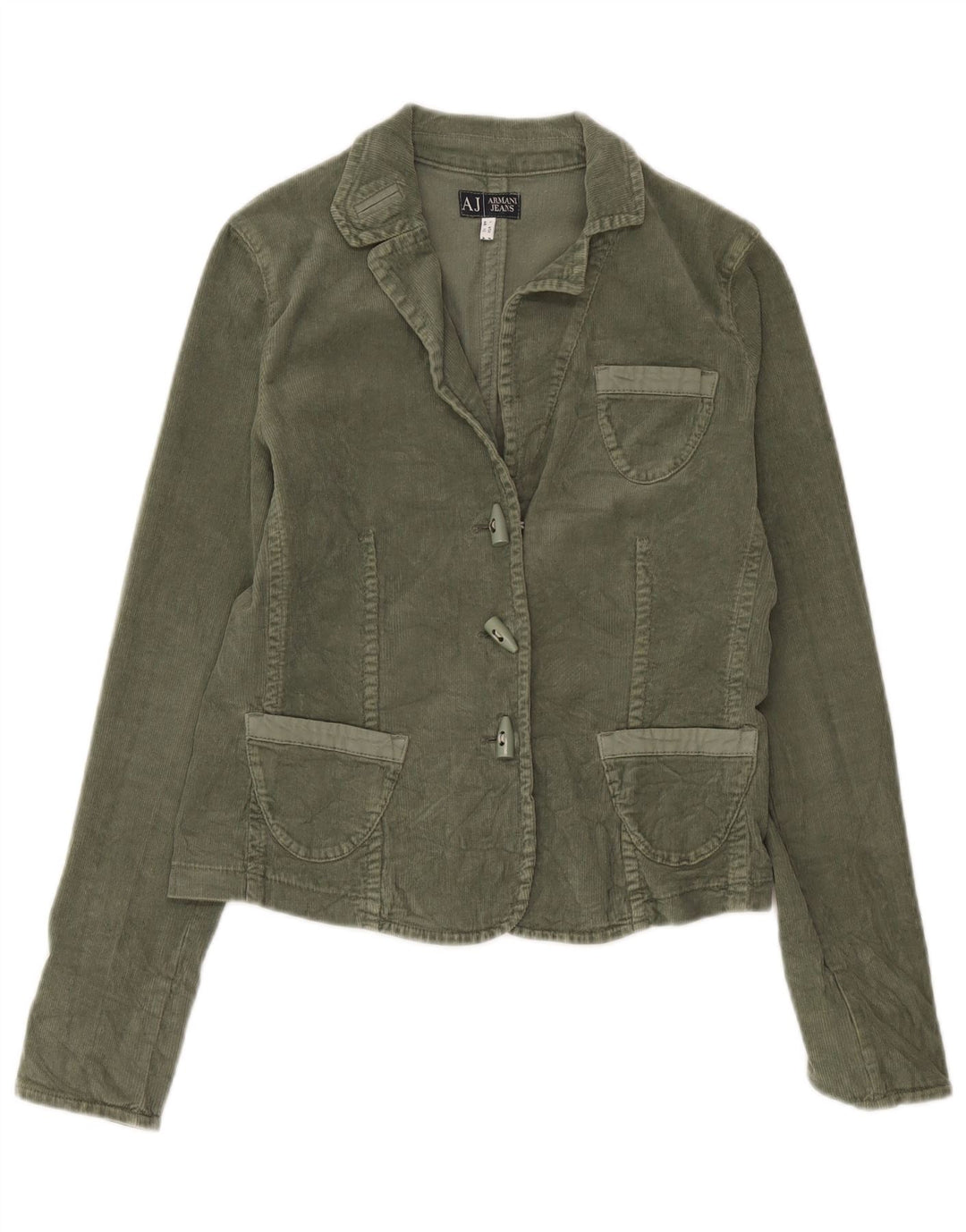 Armani Jeans Damen 3-Knopf-Cord-Blazerjacke UK 16 Large Khaki