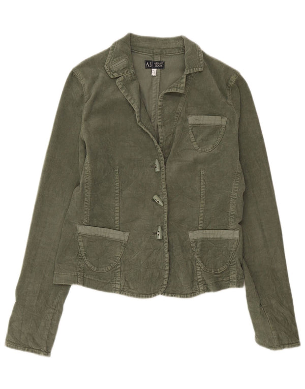 Armani Jeans Damen 3-Knopf-Cord-Blazerjacke UK 16 Large Khaki