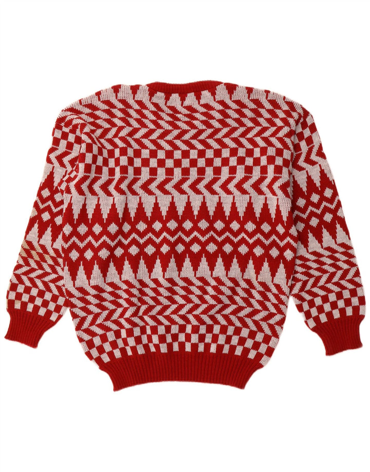 C & A Herren-Pullover mit Rundhalsausschnitt, großes rotes geometrisches Acryl