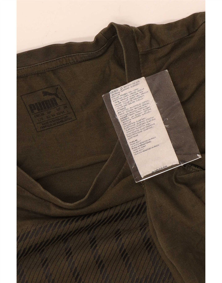 Puma Herren Grafik-T-Shirt-Oberteil, groß, grüne Baumwolle