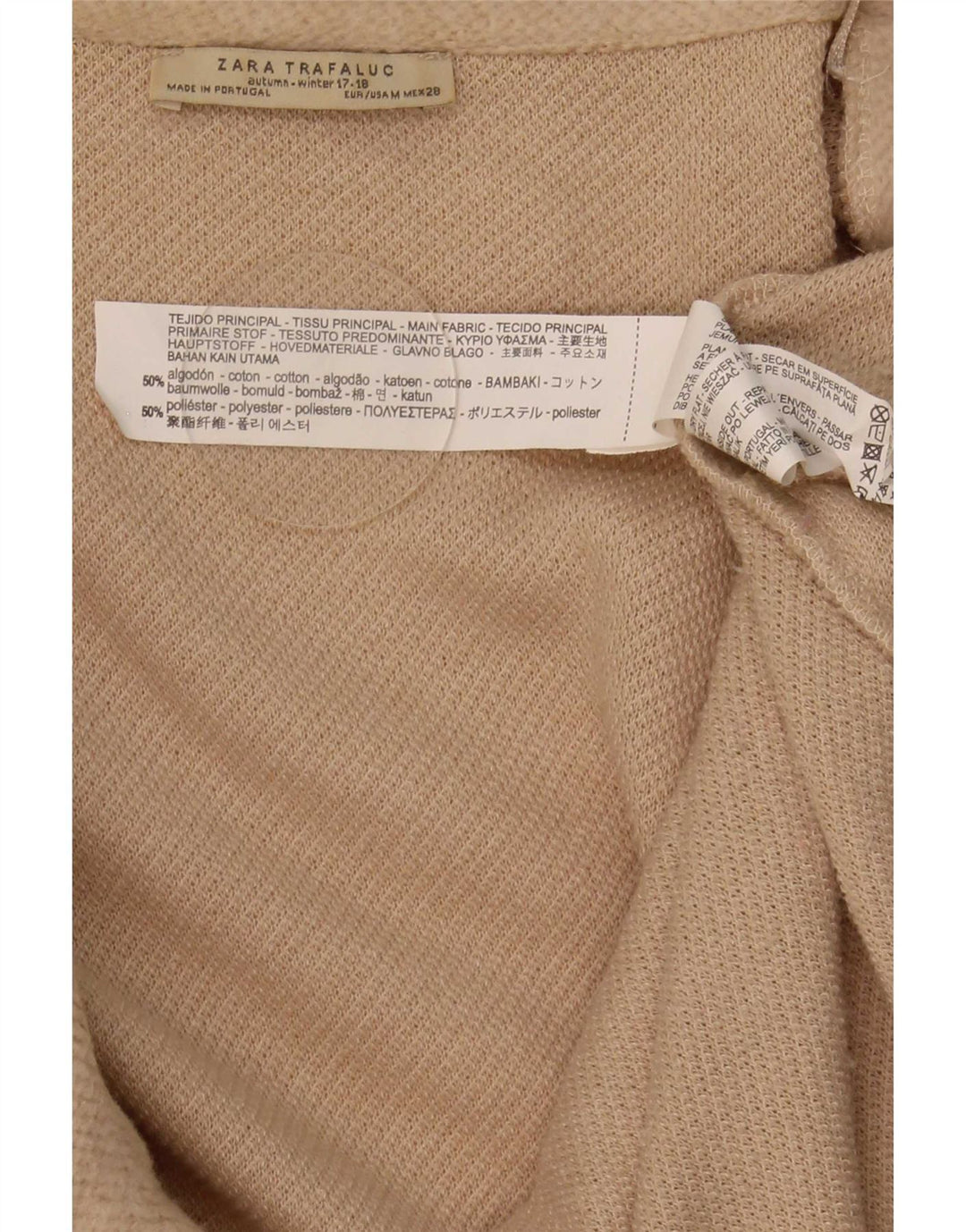 Zara Damen-Strickjacke, übergroß, lang, Gr. 14, Mittelbeige