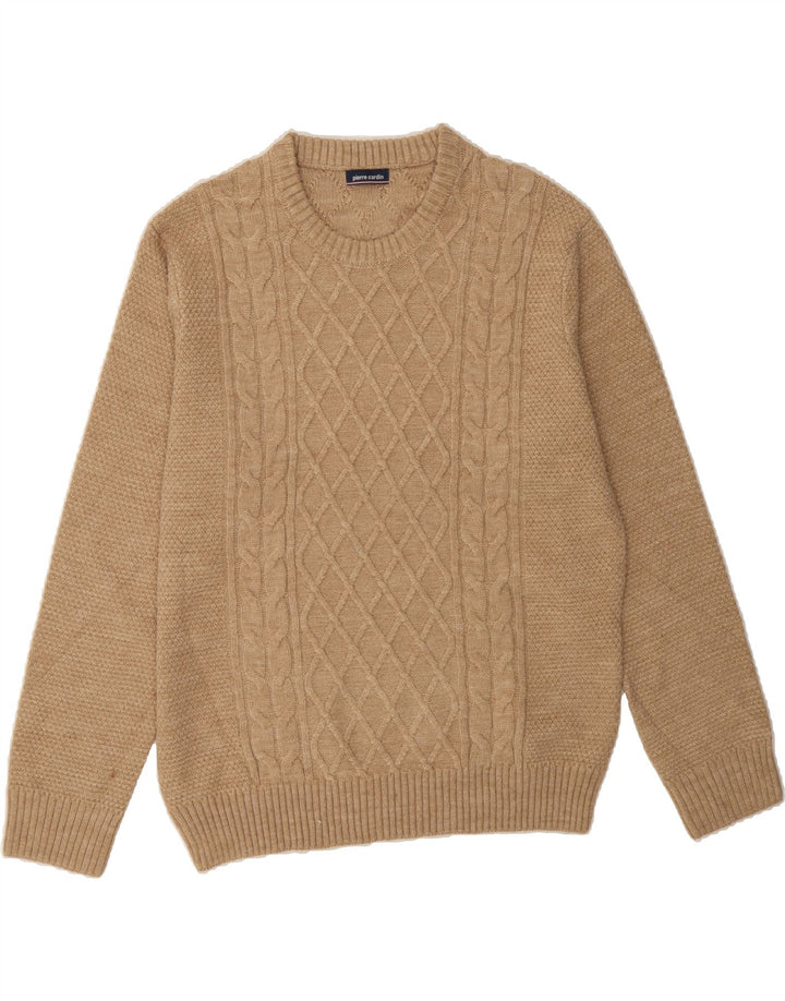 PIERRE CARDIN Mens Crew Neck Jumper Sweater Medium Beige Acrylic Vintage Pierre Cardin and Second-Hand Pierre Cardin from Messina Hembry 