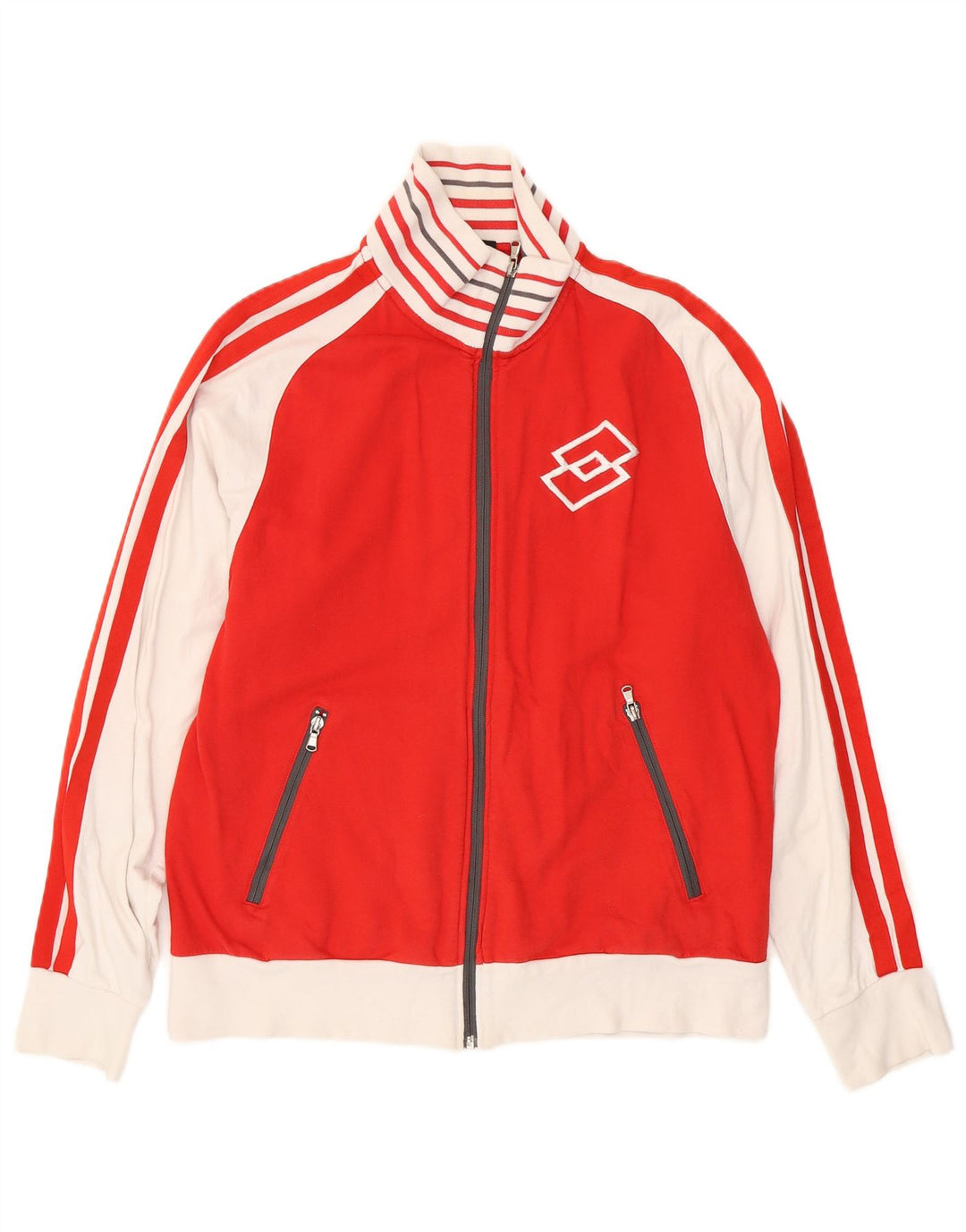 Lotto Herren-Trainingsanzug-Top-Jacke, große rote Colourblock-Baumwolle