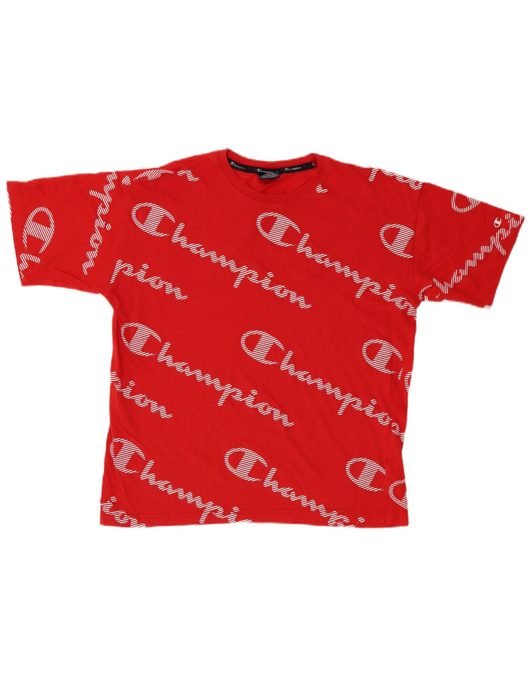 CHAMPION Herren-T-Shirt mit Grafik, Größe L, aus roter Baumwolle