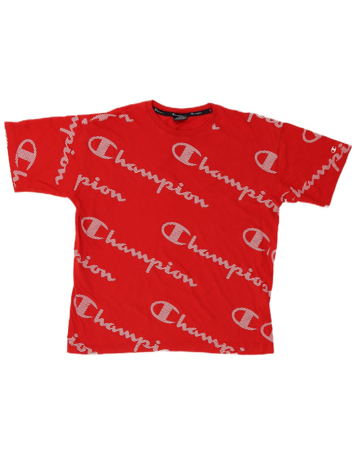 CHAMPION Herren-T-Shirt mit Grafik, Größe L, aus roter Baumwolle