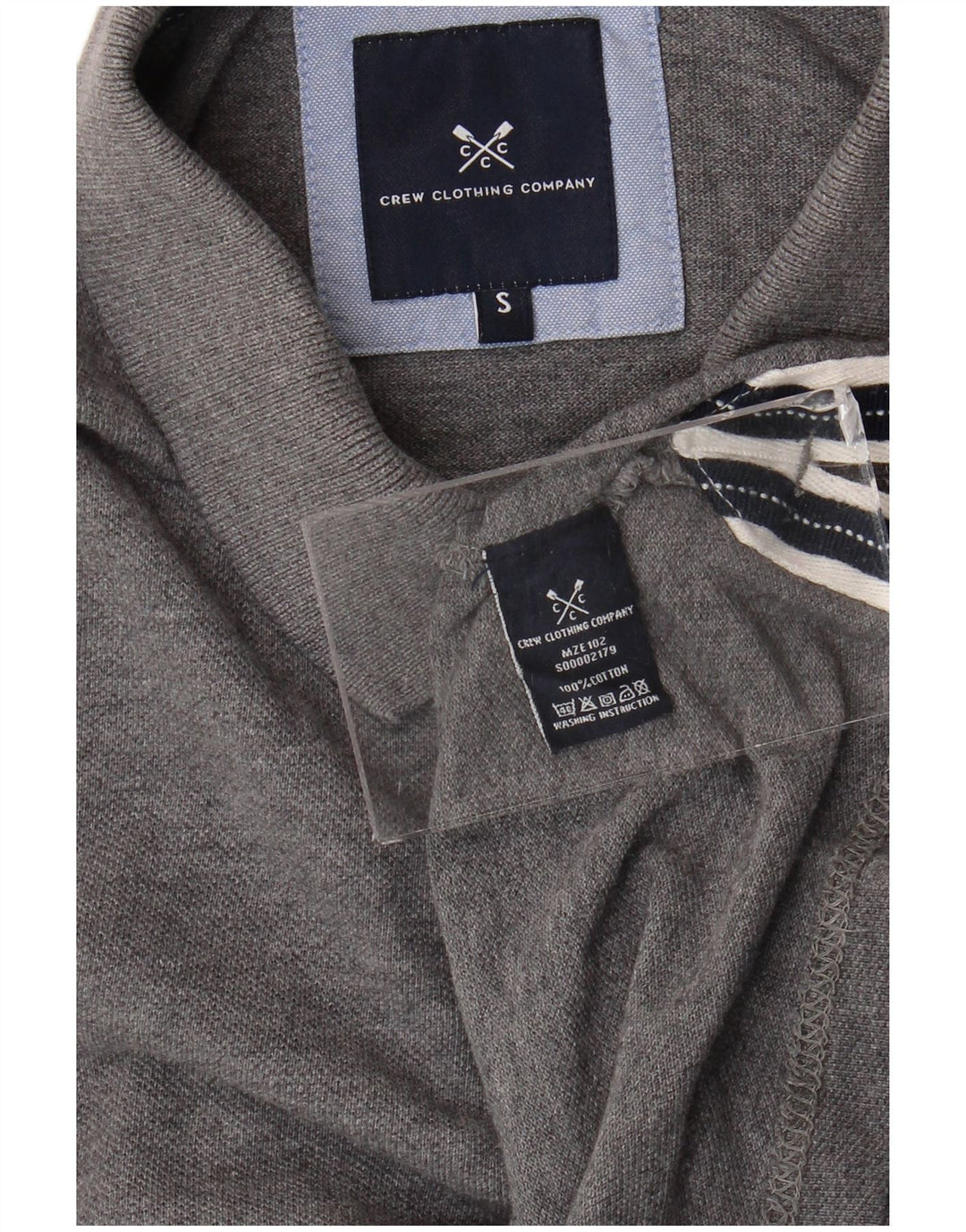 Crew Clothing Herren-Poloshirt, Größe S, graue Baumwolle