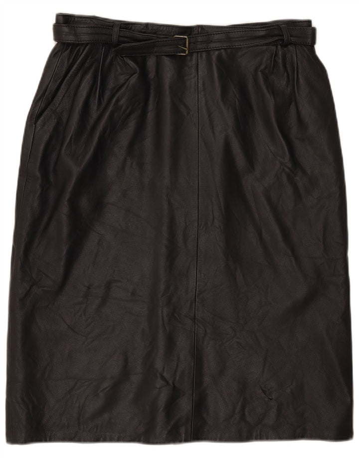 Vintage Damen Lederrock W32 Groß Schwarz