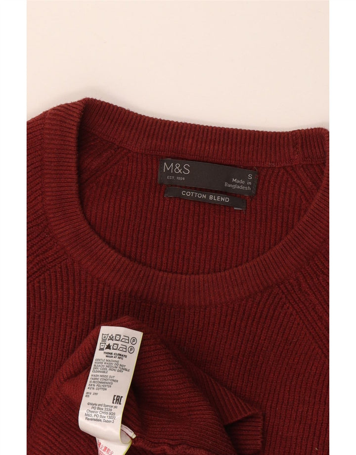 Marks & Spencer Herren-Pullover mit Rundhalsausschnitt, Größe S, Burgunderrot, Polyester